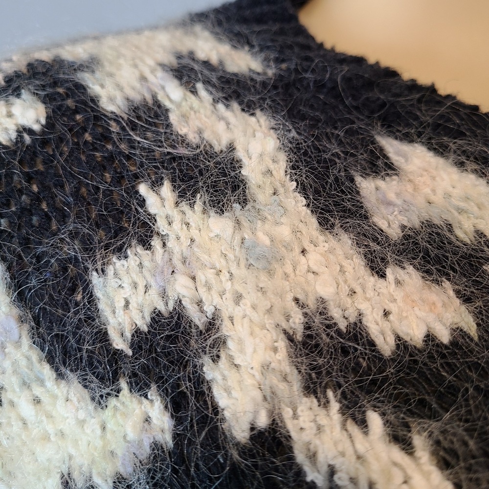 Vintage Mohair Wool Cardigan Women Size Small Retro Shaggy 1980s 90s Multi - Picture 6 of 12